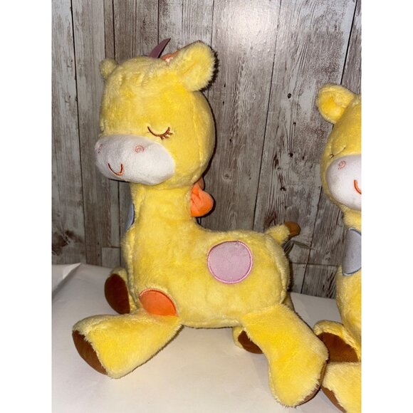 Set of 2 Magic Years Plush Yellow Giraffe Musical Light-Up Toy Nursery - Picture 3 of 10